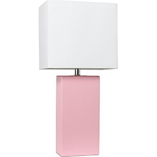 Feeltheglow Modern Leather Table Lamp - Pink with White Fabric Shade FE1532805